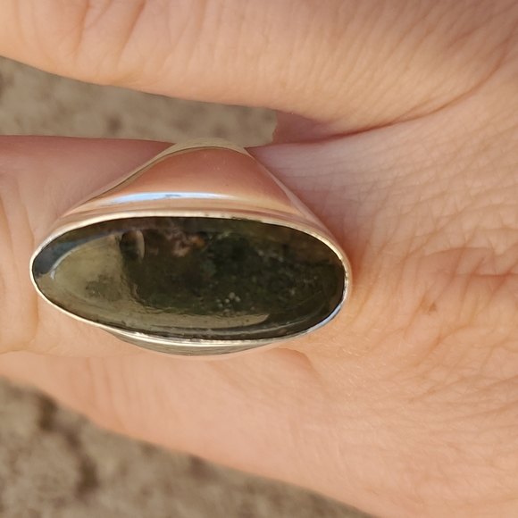 New Men's Indian Moss Agate 925 Silver Ring. - Picture 6 of 13